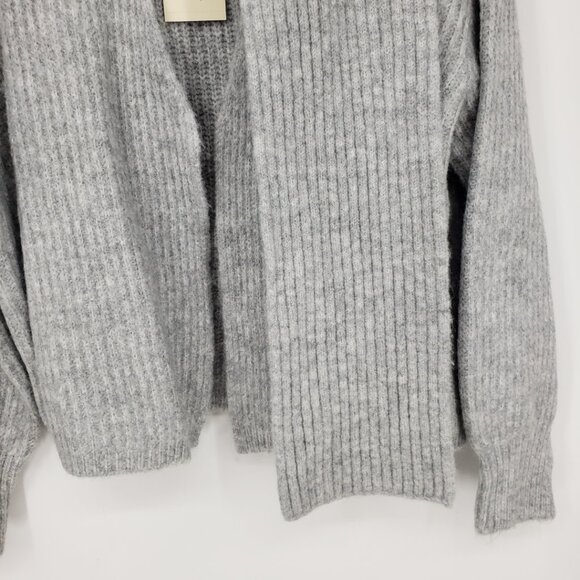 Universal Thread Chunky Ribbed Knit Cardigan Sweater S Attached Scarf  Gray - Picture 8 of 14